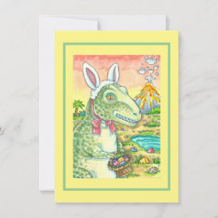 Cartão De Festividades TYRANNOSAURUS, CUTE T-REX, LESTE BUNNY DINO Flat