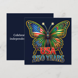 Cartão De Festividades UAU! Asas da Liberdade Borboleta EUA 250 Anos