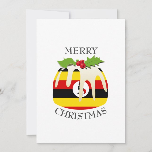 Cartão De Festividades UGANDA FLAG | Pudim de Natal | Festivo (Frente)
