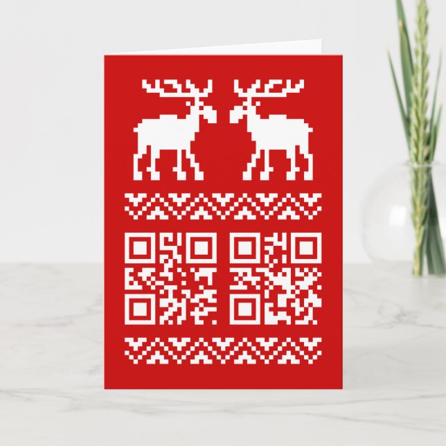 Cartão De Festividades Ugly Christmas Sweater QR Code Happy New Year ! (Frente)