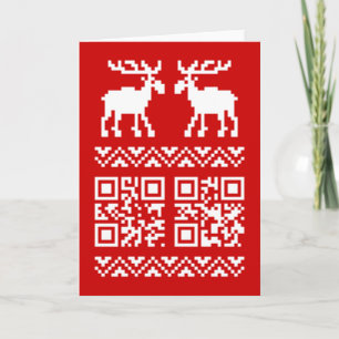Cartão De Festividades Ugly Christmas Sweater QR Code Happy New Year !