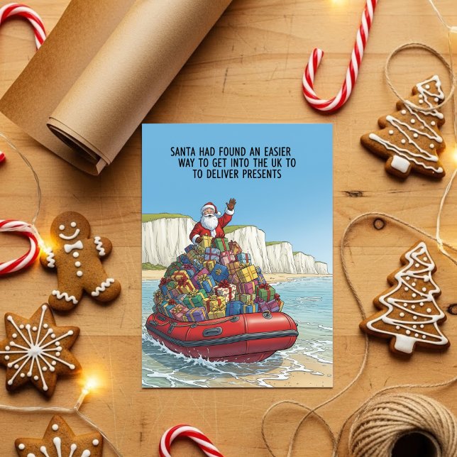 Cartão De Festividades UK Beach Santa Funny Christmas Card (Criador carregado)