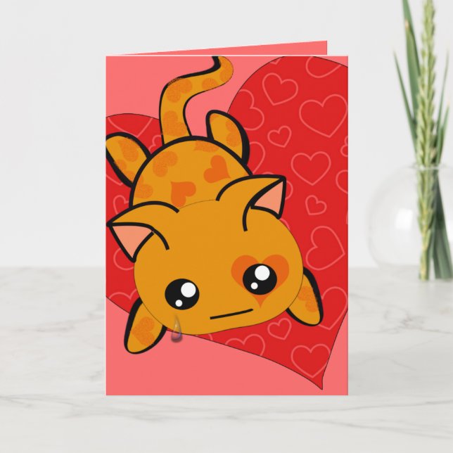 Cartão De Festividades Ultra Cute Kawaii, sinto muito Kitty Cat com lágri (Frente)