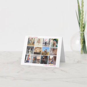 Cartão De Festividades Um Ano Para Lembrar Foto Vermelha Natal Moderno