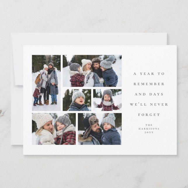 Cartão De Festividades Um ano para se lembrar da colagem de fotos sentime (Frente)