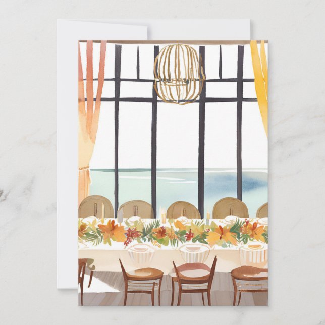 Cartão De Festividades Um Banquete de Ação de Graças em um panorama tropi (Frente)