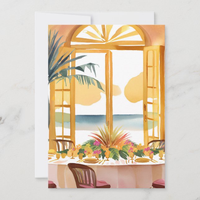 Cartão De Festividades Um Banquete de Ação de Graças em um panorama tropi (Frente)