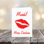 Cartão De Festividades Um Beijo para o Natal Branco e Vermelho<br><div class="desc">Mande sua alegria de Natal para alguém especial com este beijo branco e vermelho para o cartão de Natal.</div>