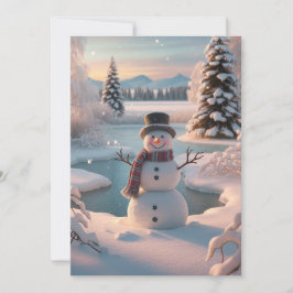 Cartão De Festividades Um Boneco de Neve Idílio de Inverno