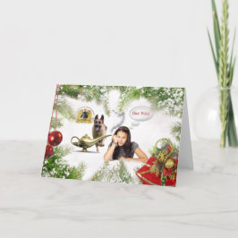Cartão De Festividades Um desejo - Natal German shepherd