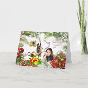 Cartão De Festividades Um desejo - Natal German shepherd