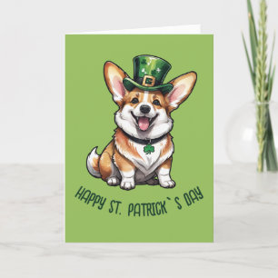 Cartão De Festividades Um dia de São Patrício de Corgi fofo