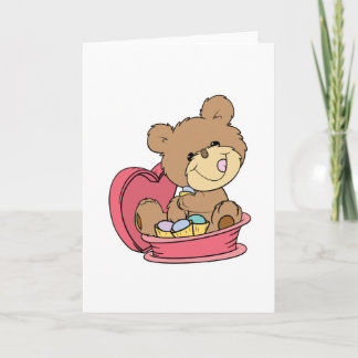 Cartão De Festividades um doce e doce urso comendo namorados