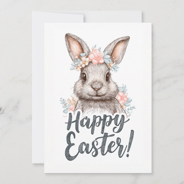 Cartão De Festividades Um encantador coelho de Páscoa pintado (Frente)