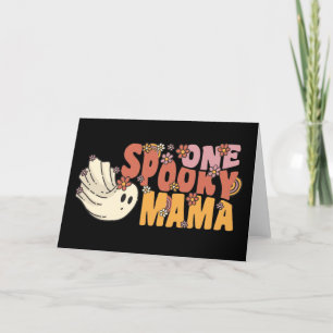 Cartão De Festividades Um Fantasma Louco Da Mama Groovy Com Flores Vintag
