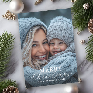 Cartão De Festividades Um Foto Moderno Script Feliz Natal