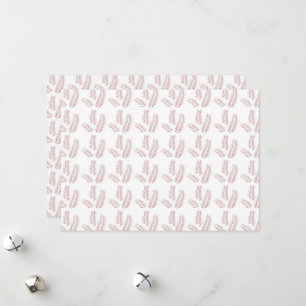 Cartão De Festividades um fundo branco com folhas rosa sobre ele