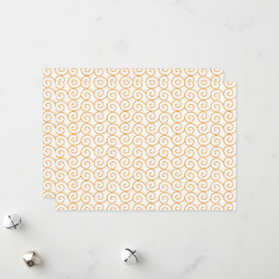 Cartão De Festividades um fundo laranja e branco com espirais