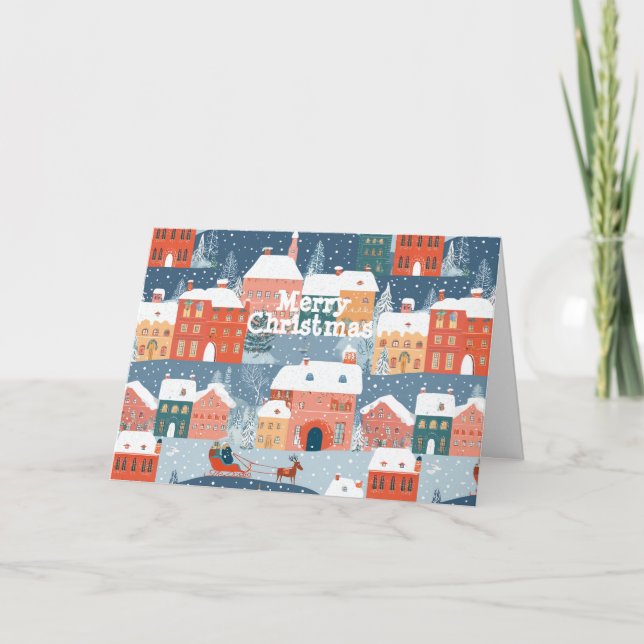 Cartão De Festividades Um Hamlet da Aldeia das Montanhas Neves (Frente)