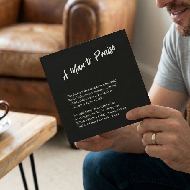 Cartão De Festividades "Um Homem para Louvar" Sentimental ( "A Man to Praise" Sentimental Holiday Card with Heartfelt Poem)