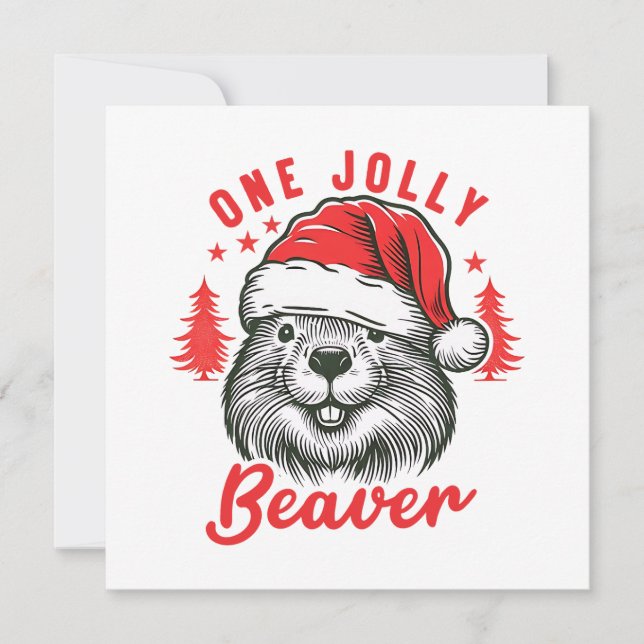 Cartão De Festividades Um Jolly Beaver (Frente)