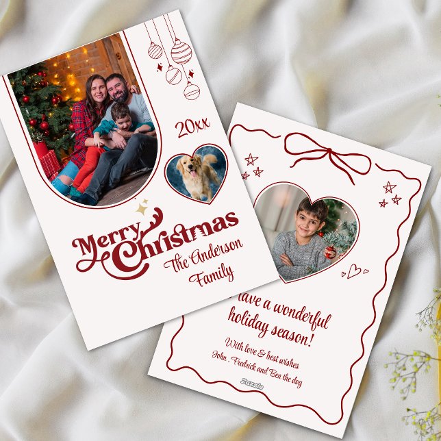 Cartão De Festividades Um lindo rabisco de natal personalizado 3 foto ver (Criador carregado)