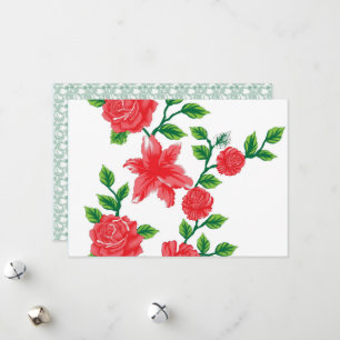Cartão De Festividades um monte de flores vermelhas num fundo branco