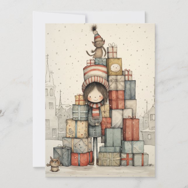 Cartão De Festividades Um Monte De Presentes De Natal (Frente)