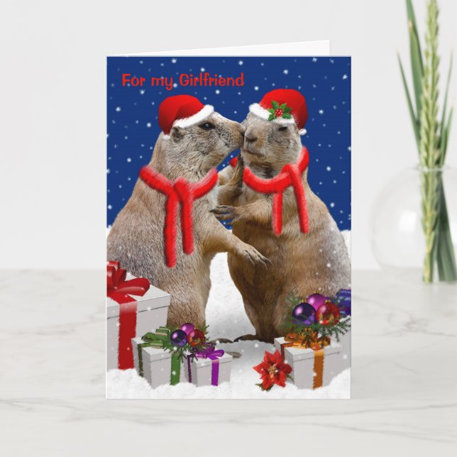 Cartão De Festividades Um NAMORADA de Beijo de Natal (Frente)