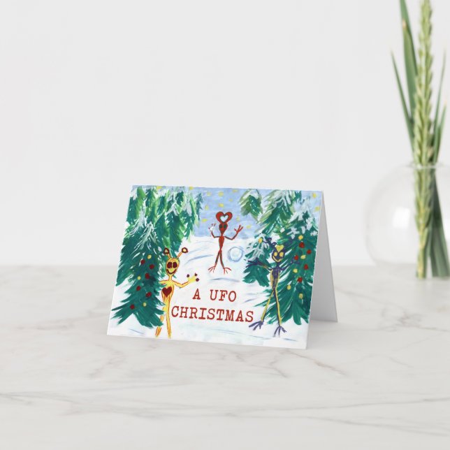 Cartão De Festividades Um Natal de OVNI (Frente)