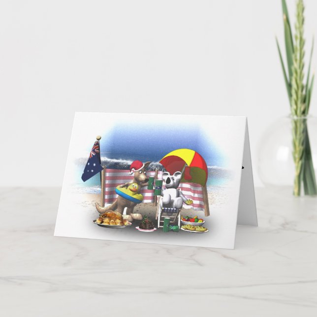 Cartão De Festividades Um Natal de praia australiano (Frente)