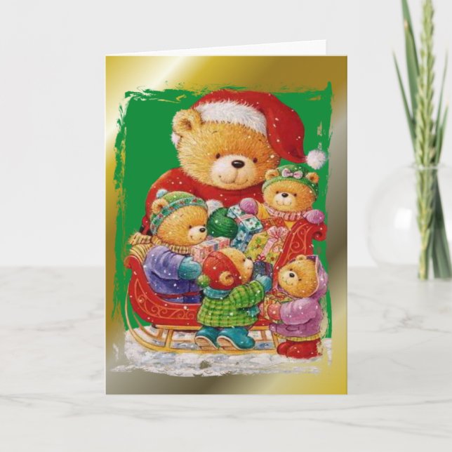 Cartão De Festividades Um Natal Do Urso De Teddy (Frente)