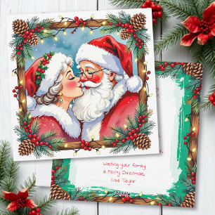 Cartão De Festividades Um Natal Doce e Antigo Papai e Mamãe Noel