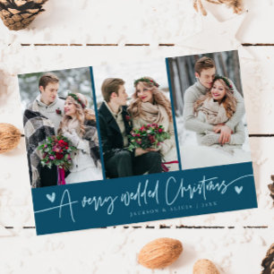 Cartão De Festividades Um Natal Muito Casado, Novo Teal Fotográfico