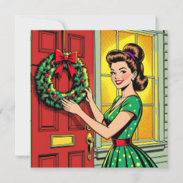 Cartão De Festividades Um Natal Sentimental de Meados do Século