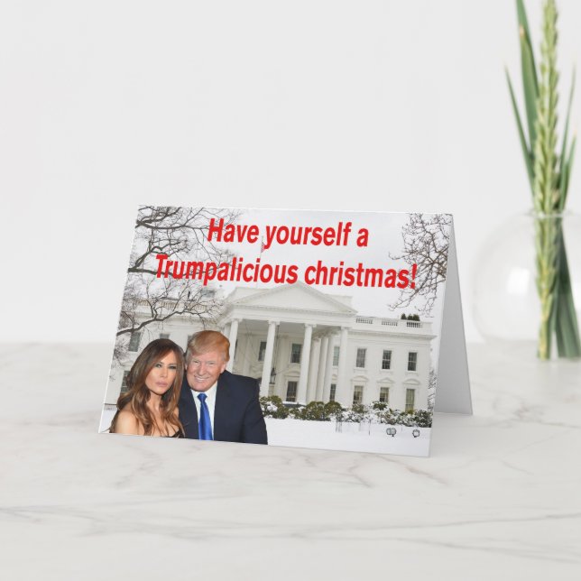 Cartão De Festividades Um natal trumpalicioso de Donald e Melania (Frente)