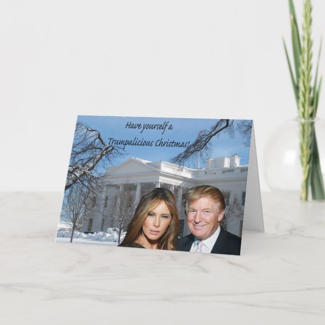 Cartão De Festividades Um natal trumpalicioso de Donald e Melania (Frente)