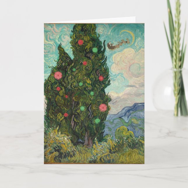 Cartão De Festividades Um Natal Van Gogh (Frente)