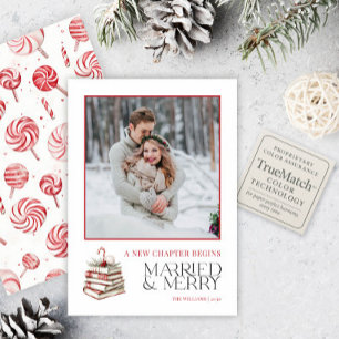 Cartão De Festividades Um novo capítulo, casado e Feliz, Candy Cane Foto