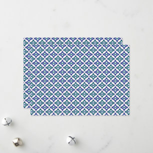 Cartão De Festividades um padrão azul e verde com fundo branco
