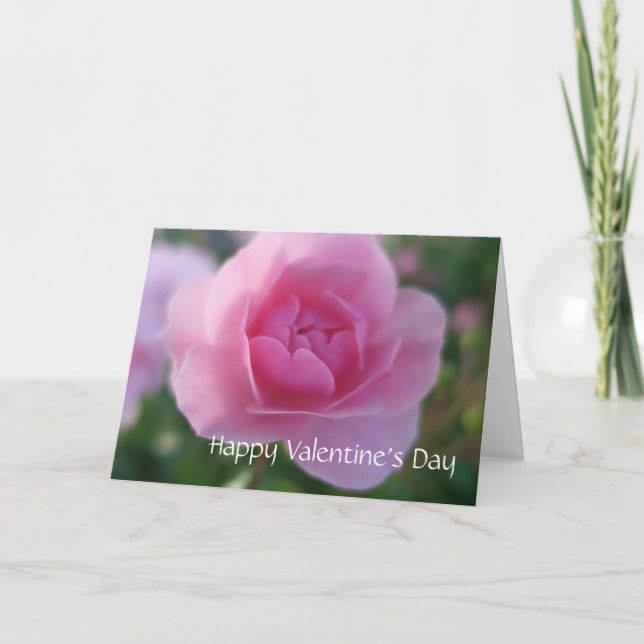 Cartão De Festividades Um rosa para um feliz dia de os namorados rosa (Frente)