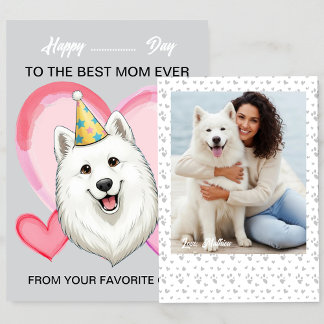 Cartão De Festividades Um Samoyed fofo em uma ocasião especial para a Mam