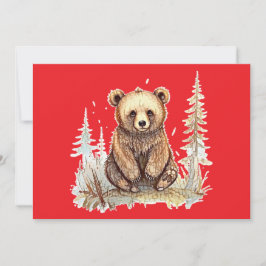 Cartão De Festividades Um ursinho bonitinho - design de ilustração artíst