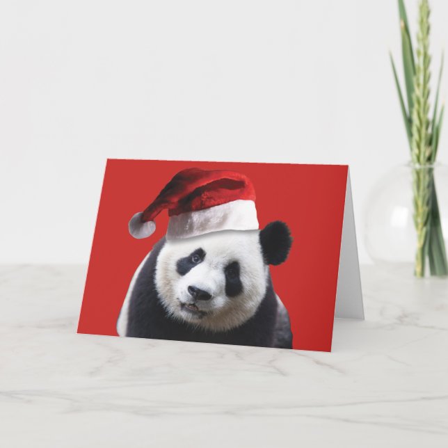 Cartão De Festividades Um urso de panda bonito que veste um chapéu de (Frente)