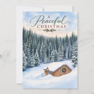 Cartão De Festividades Uma Cabana Pacífica de Natal na Montanha Florestal