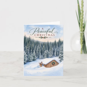 Cartão De Festividades Uma Cabana Pacífica de Natal na Montanha Florestal