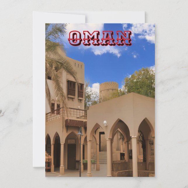 Cartão De Festividades Uma cena tradicional da arquitetura Omani (Frente)