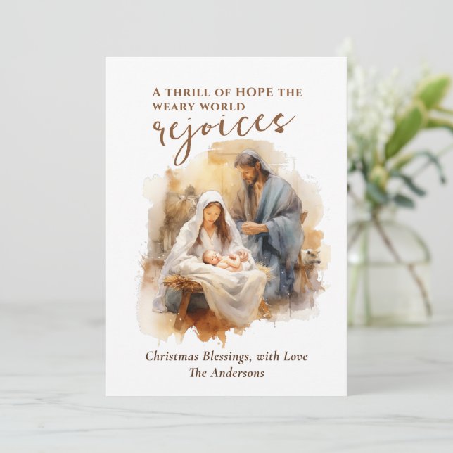 Cartão De Festividades Uma emoção da esperança, Carol de Natal e Nativida (Em pé/Frente)