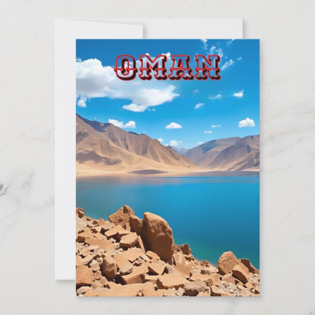 Cartão De Festividades Uma entrada costeira de Omani, turquesa serena (Frente)