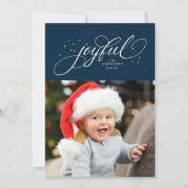 Cartão De Festividades Uma foto alegre no Natal azul marinho